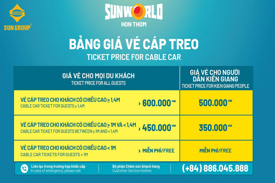 giá vé cáp treo sun world phú quốc