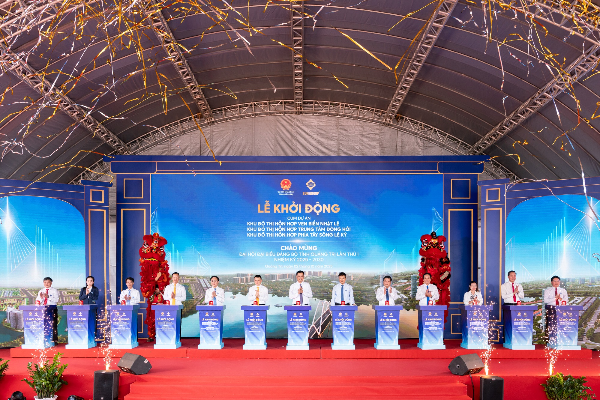 Lãnh đạo tỉnh Quảng Trị và Tập đoàn Sun Group bấm nút khởi động 3 đại dự án.