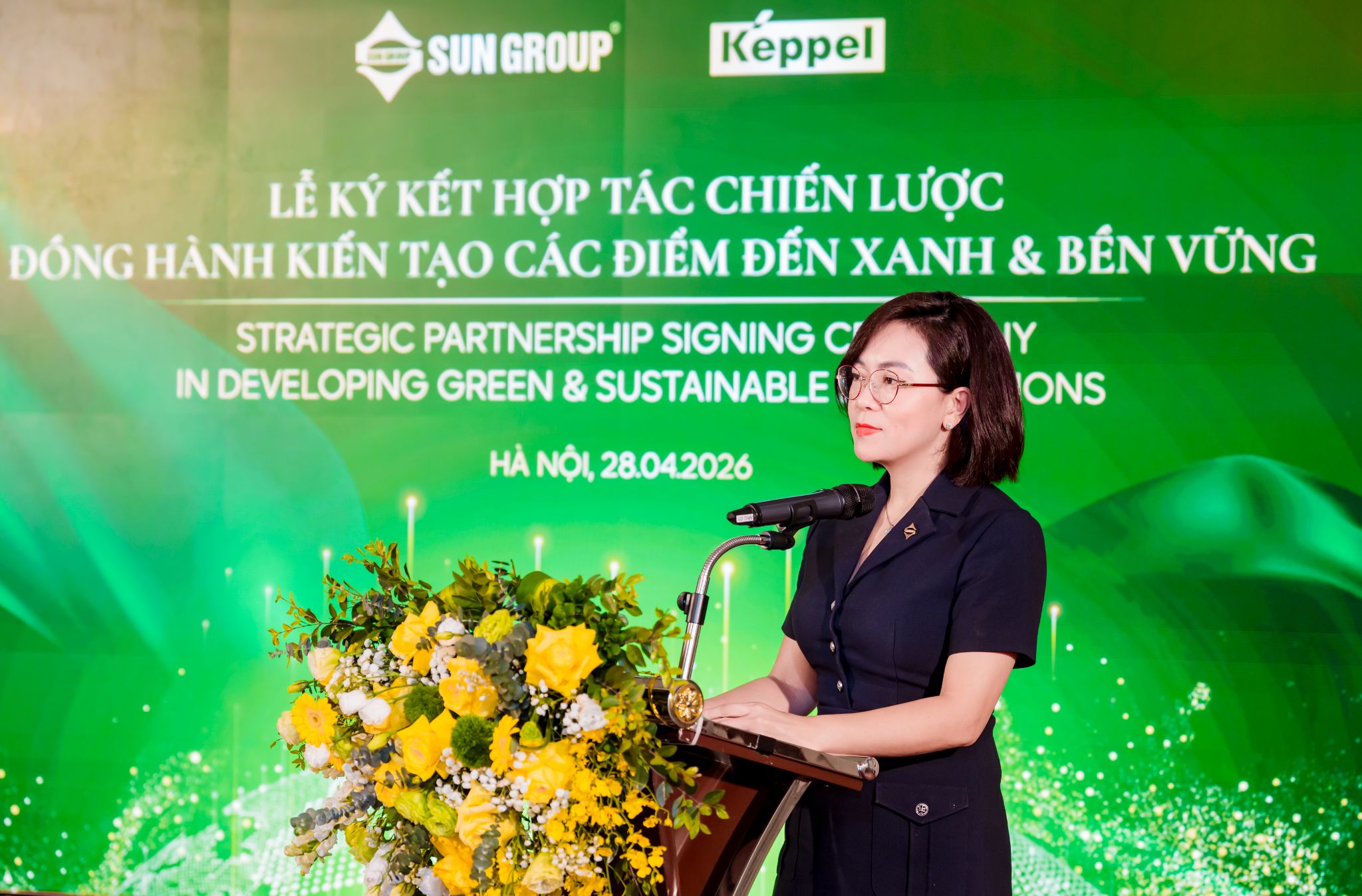 Bà Nguyễn Vũ Quỳnh Anh - Phó TGĐ Tập đoàn Sun Group, TGĐ Khối Giải trí - Nghỉ dưỡng Tập đoàn khẳng định cam kết ESG và phát triển du lịch bền vững tại Việt Nam