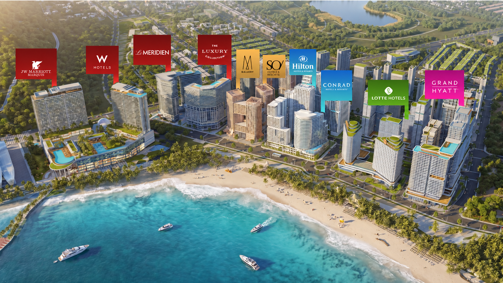 Đại lộ khách sạn Bãi Đất Đỏ (Ruby Beach) dự kiến quy tụ 4 thương hiệu cao cấp của Marriott International, đưa đảo Ngọc trở thành điểm đến của du lịch nghỉ dưỡng cao cấp và du lịch MICE
