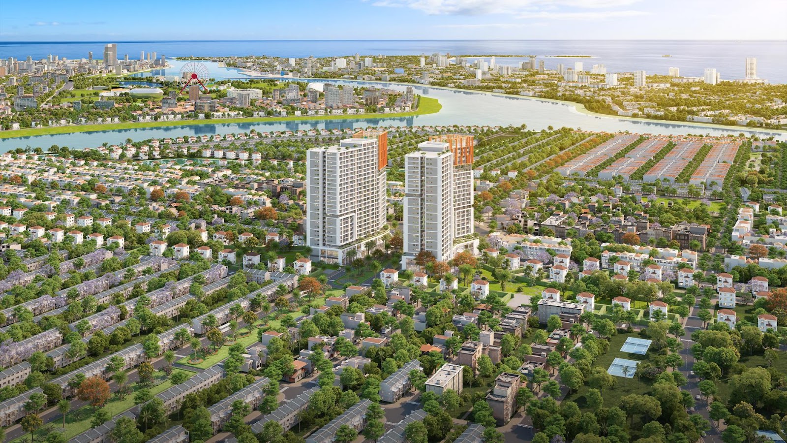 Tổ hợp căn hộ Cora Tower tọa lạc tại lõi trung tâm Sun NeO City