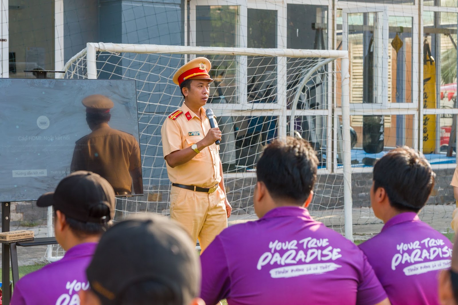 Nội dung đào tạo do Trung tá Nguyễn Đức Thành – Trạm trưởng Trạm CSGT Phú Quốc (Phòng CSGT tỉnh An Giang) trực tiếp giảng dạy