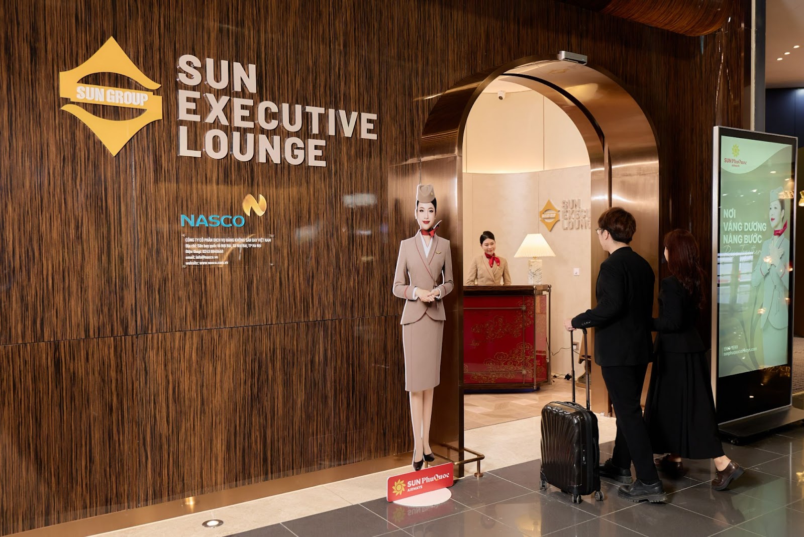 Không gian sang trọng tại Sun Executive Lounge giúp hành khách thư giãn trước giờ khởi hành.