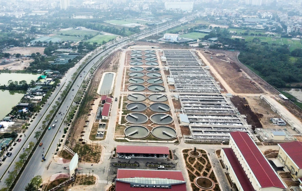 Nhà máy Yên Xá tiền đề quan trọng cho việc làm sạch nguồn nước sông Tô Lịch. Ảnh: PLO