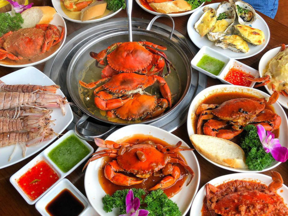 Các món hải sản thơm ngon hấp dẫn.