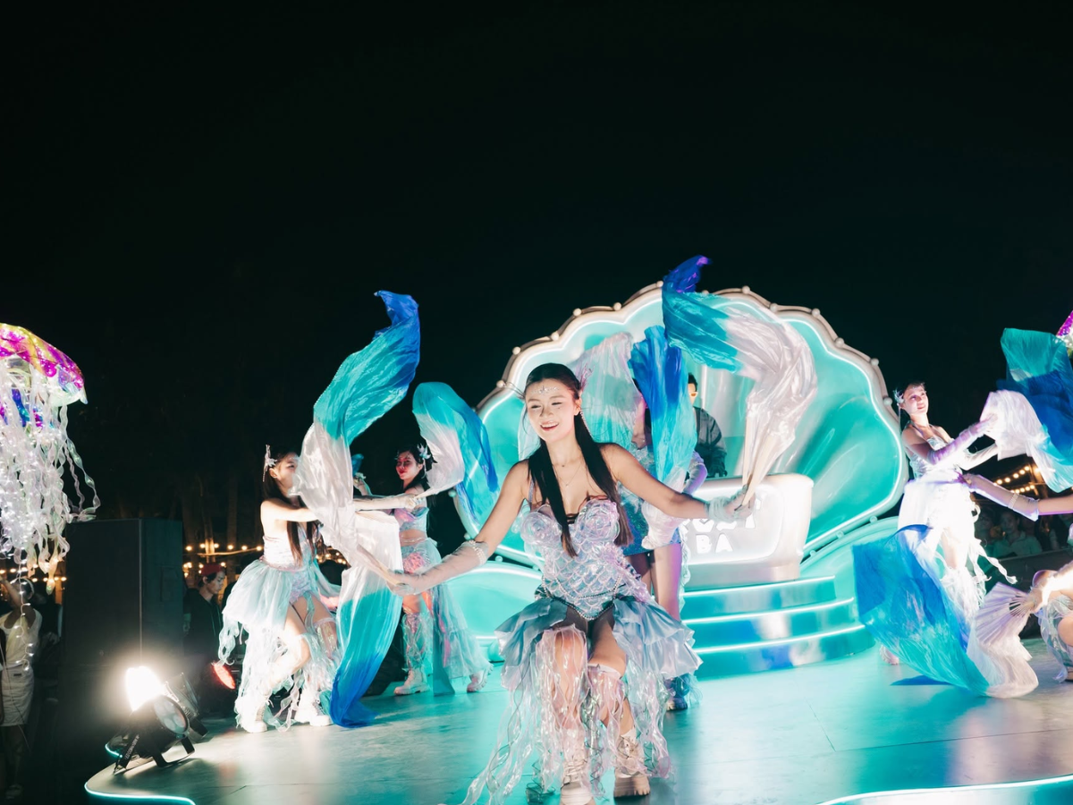 Những tiết mục DJ, violin, nghệ thuật đường phố, robot LED, cà kheo, bong bóng nghệ thuật và pháo hoa được sắp xếp liên tục