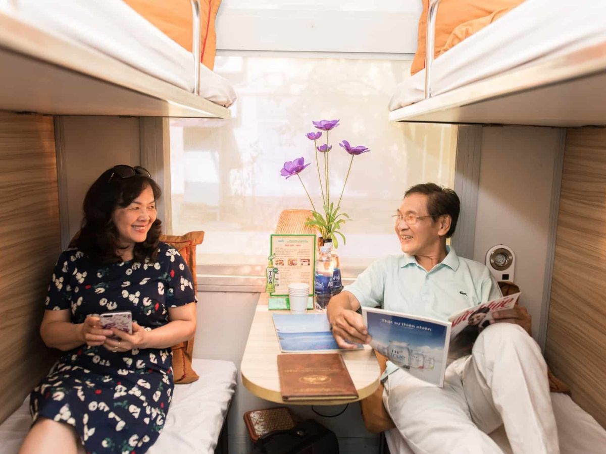 Giường nằm điều hòa là lựa chọn thoải mái cho du khách khi đến Đà Nẵng bằng tàu hỏa.