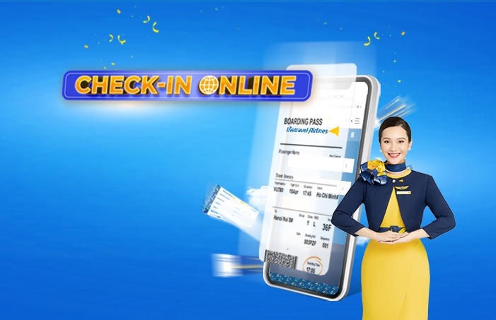 Hành khách có thể check in online trên ứng dụng đặt vé của Vietravel.