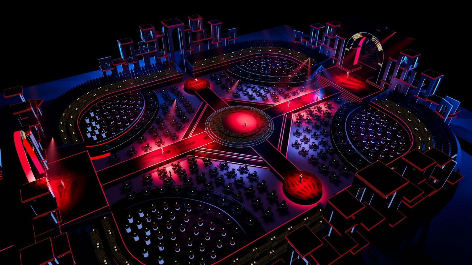 Không gian Dinner Show, nơi sẽ tổ chức những show trình diễn đẳng cấp được thiết kế dàn dựng bởi Cirque du Soleil