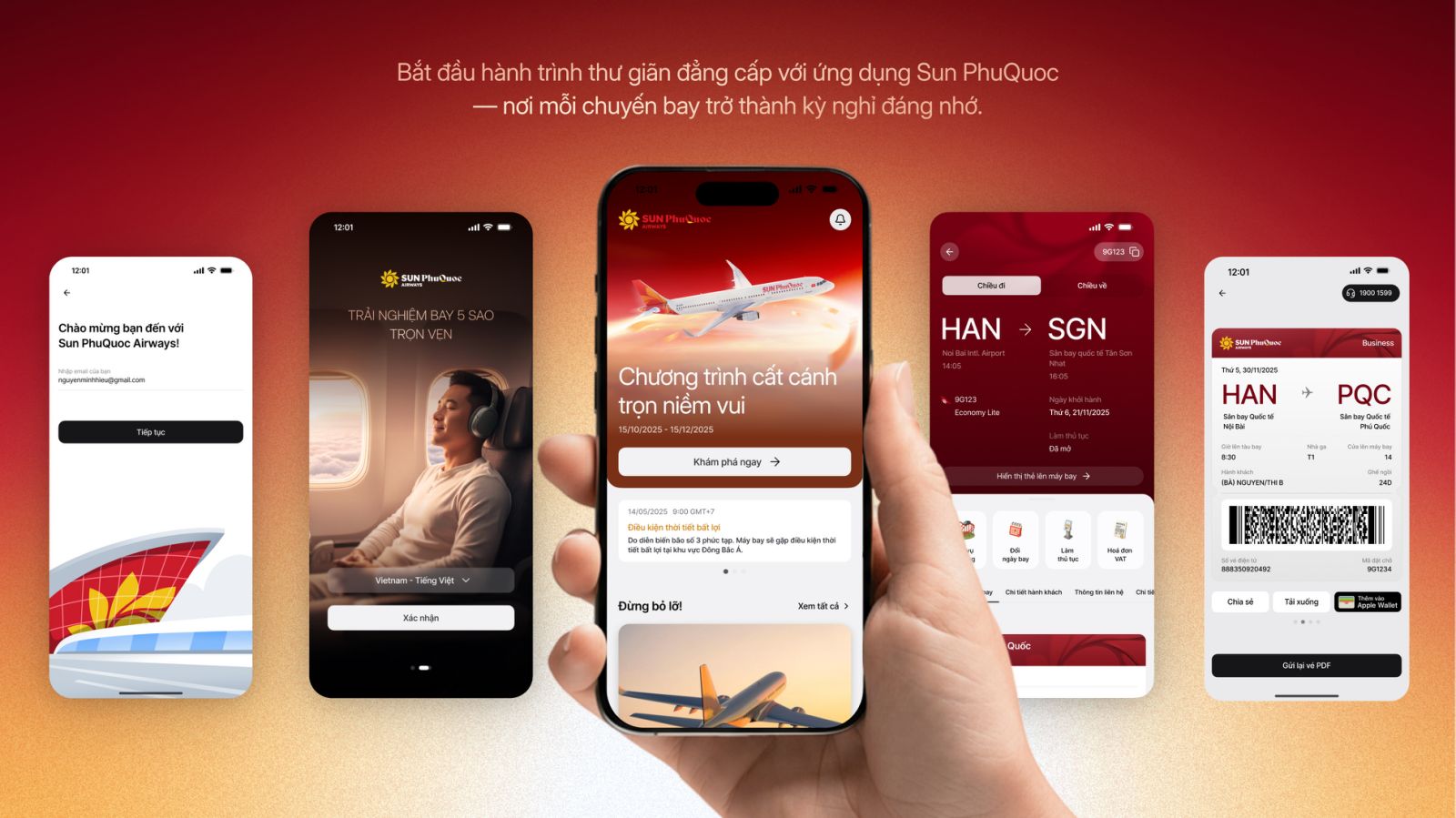 Интерфейс первой версии Sun PhuQuoc Airways App