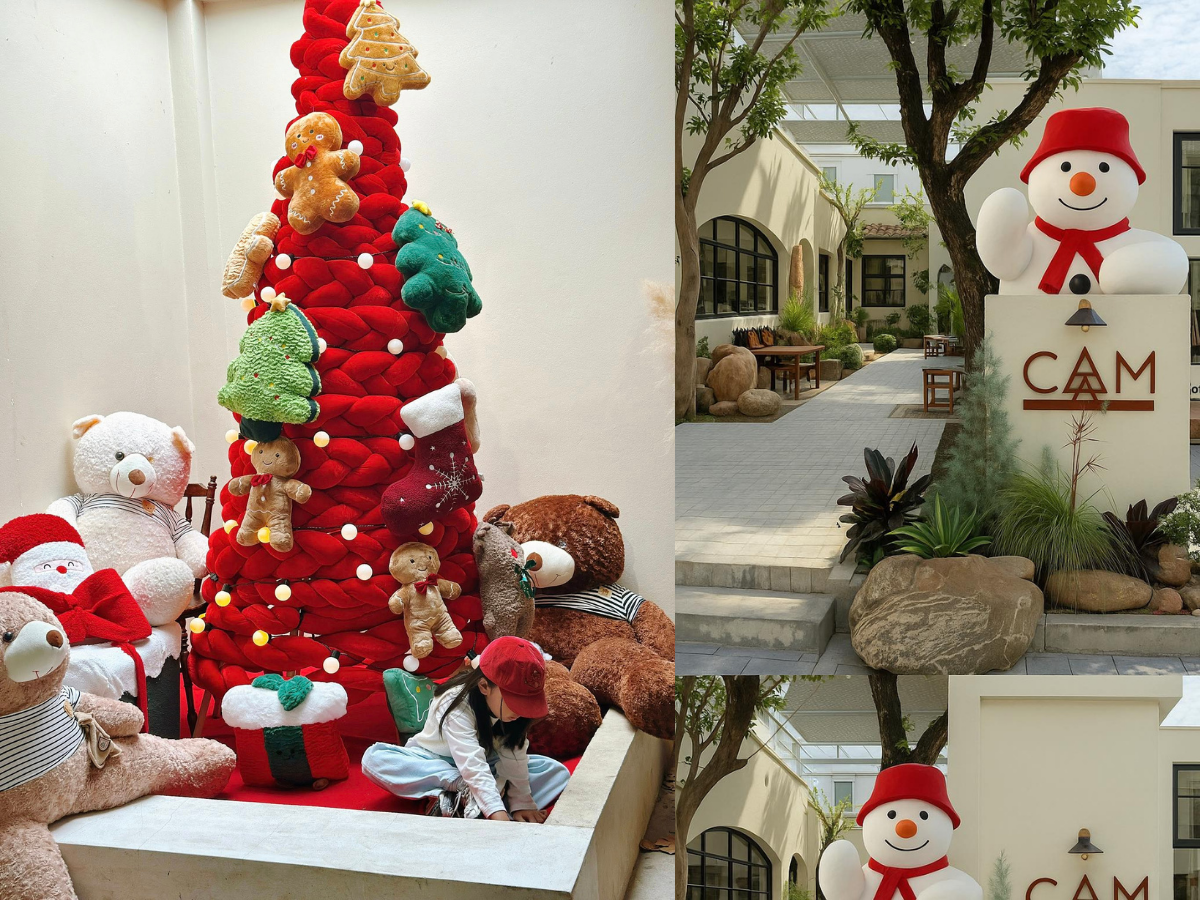 Tiểu cảnh Noel rực sắc đỏ cùng gấu bông đáng yêu tại CAM Cáfe.