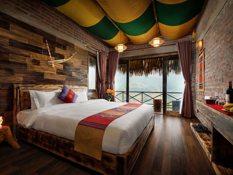 Thiết kế trong phòng nghỉ tại Chapa Ecolodge.