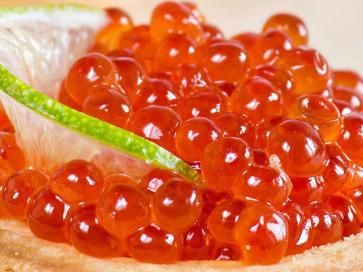 Trứng cá hồi muối là món khai vị tinh tế, giòn ngoài mềm trong