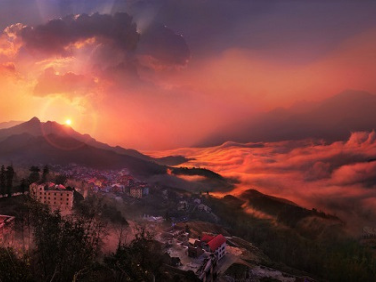 Sa Pa được ví như thiên đường của những hoàng hôn rực lửa