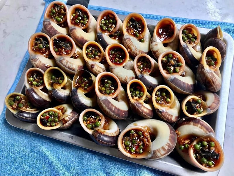 Hương vị thơm ngon của các món ăn chế biến từ ốc núi.