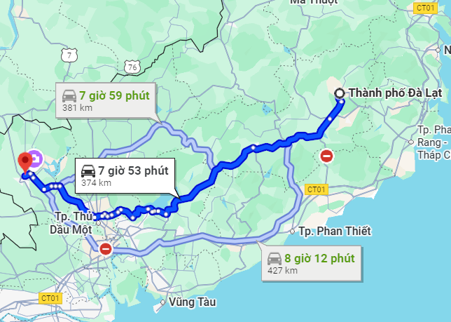 Расстояние от Далата до Тейниня.