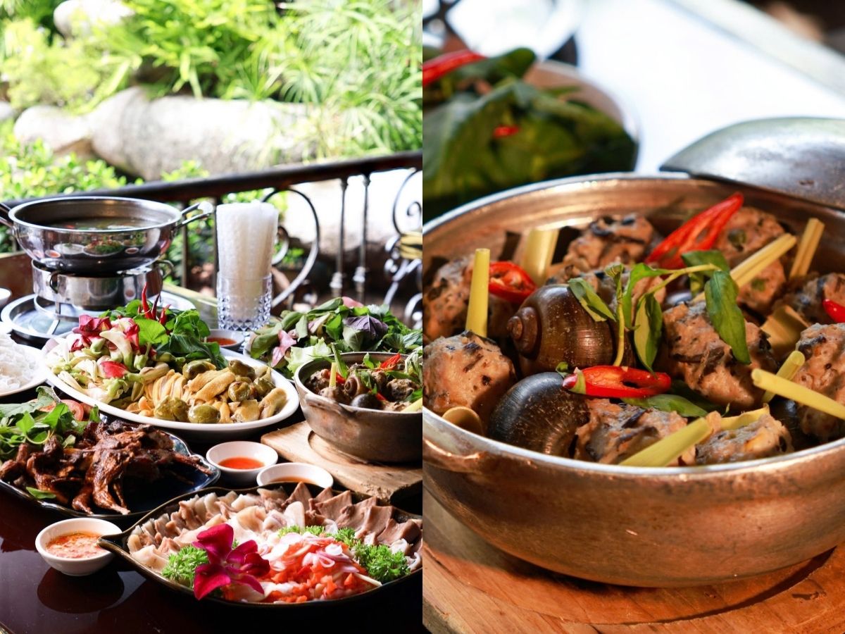 Nhà hàng Hầm Rượu với ẩm thực địa phương phong phú, không gian sang trọng.