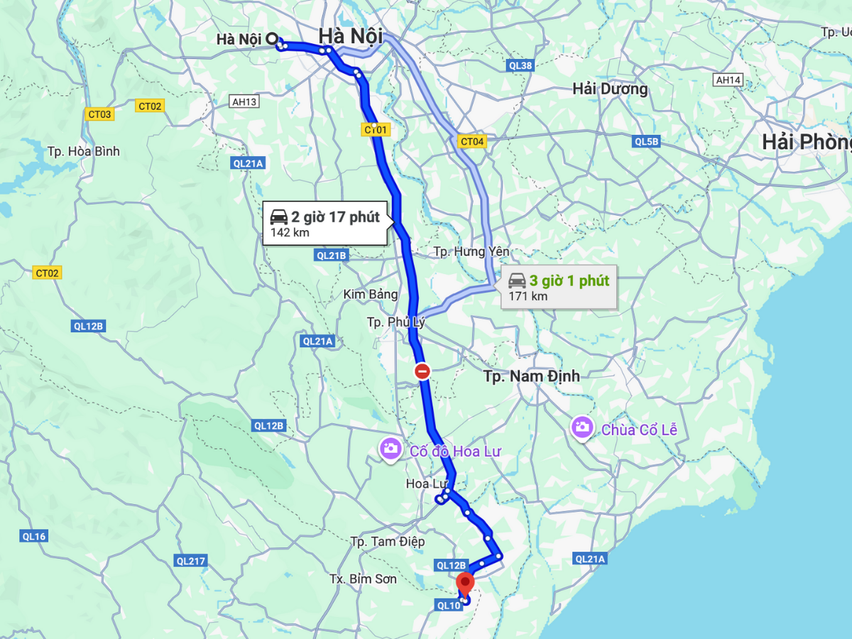 Hành trình di chuyển từ Hà Nội tới đền thờ Mai An Tiêm.