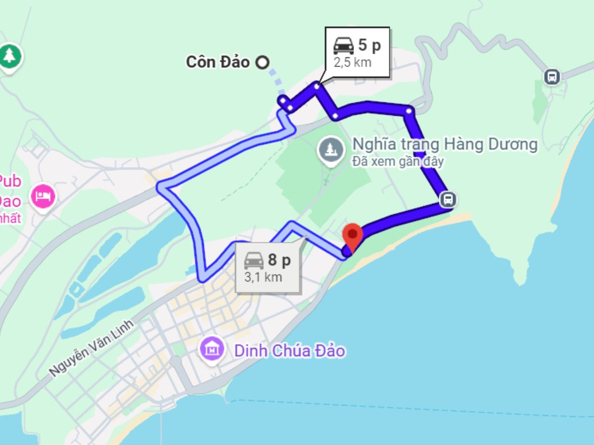 Di chuyển từ trung tâm Côn Đảo đến Nghĩa Trang Hàng Keo đơn giản