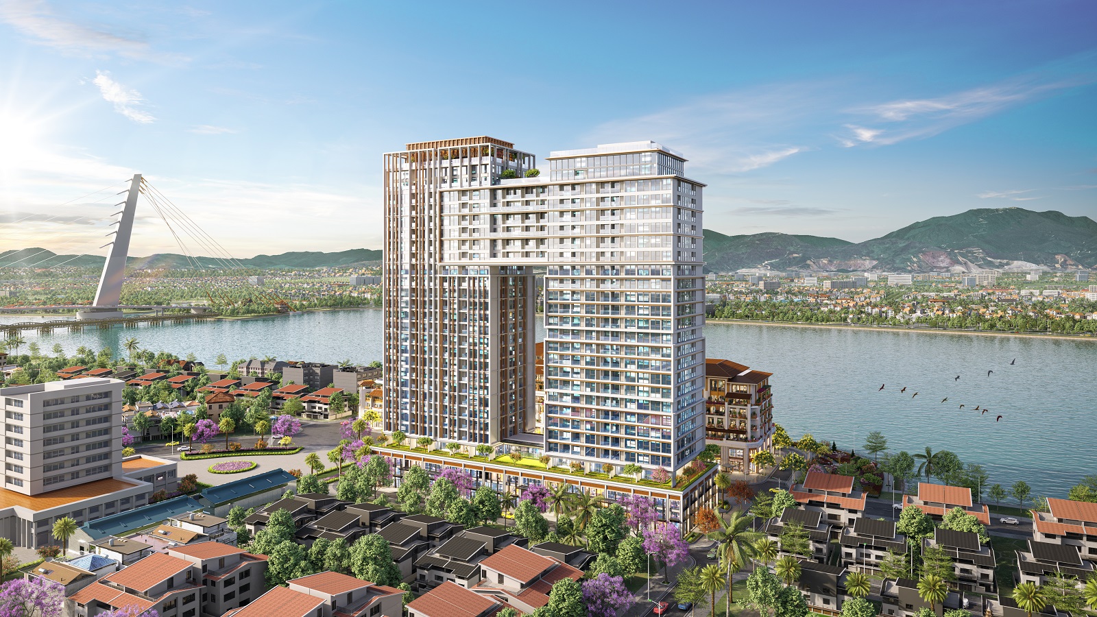 Phối cảnh minh họa Sun Ponte Residence bên sông Hàn