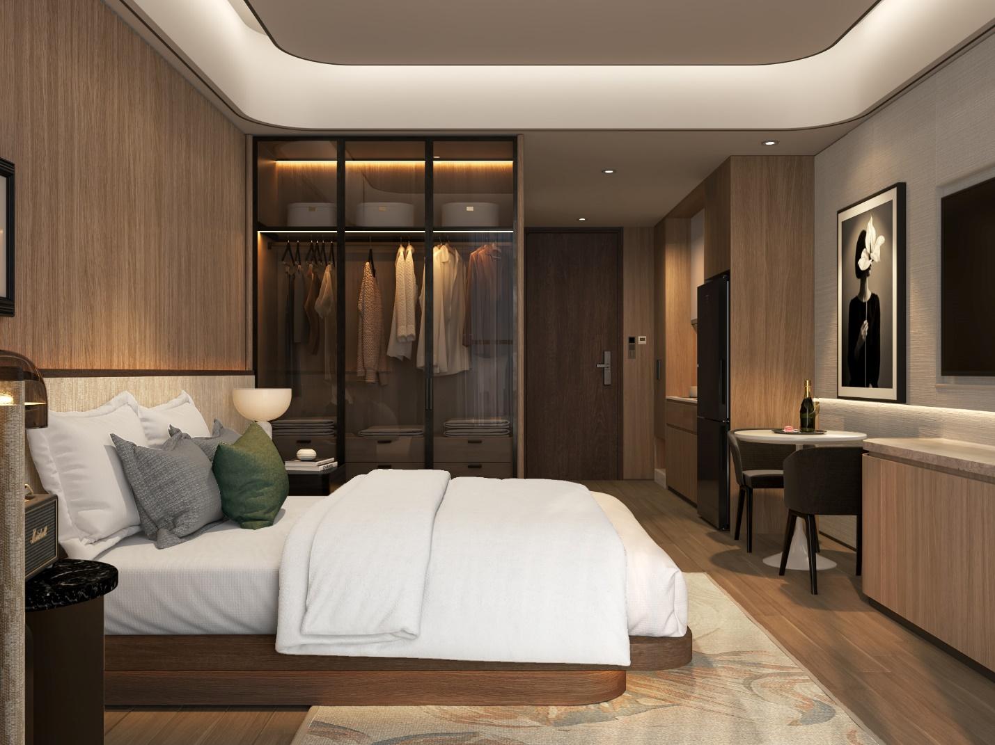 Không gian nội thất sử dụng tông màu trầm chủ đạo, kết hợp với chất liệu cao cấp