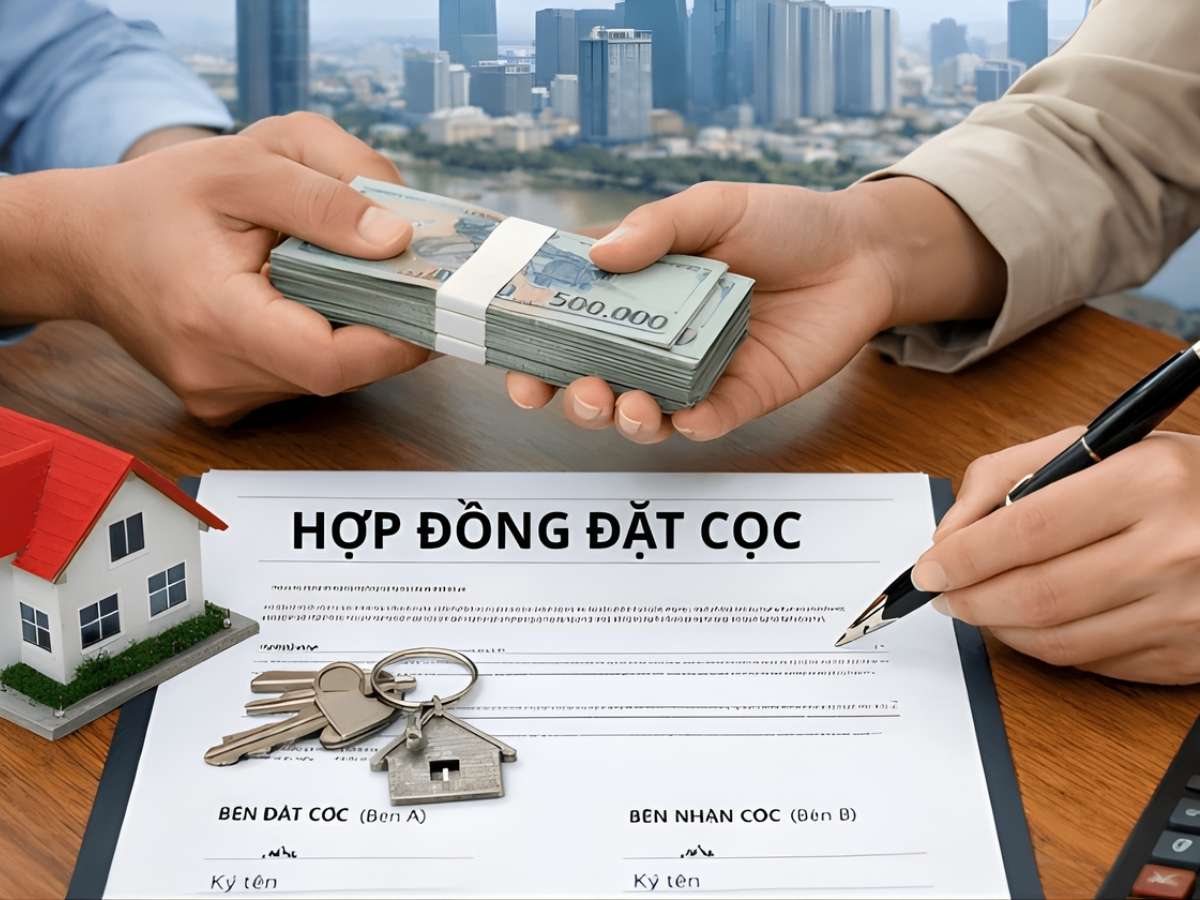 Ký hợp đồng đặt cọc trong quy trình mua bán đất an toàn.