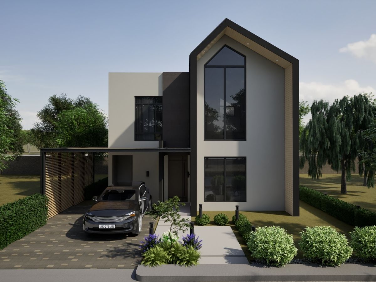 Giếng trời giúp nhà thóp hậu tăng ánh sáng và thông gió.