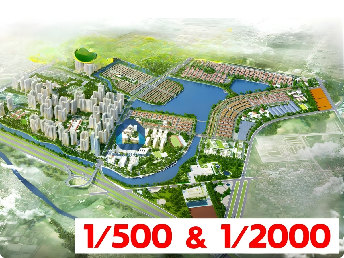 Quy hoạch 1/500 và 1/2000 với mức độ chi tiết khác nhau.