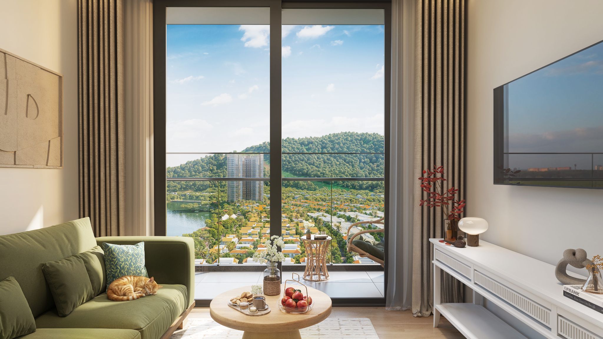 Mỗi ban công tại Onsen 3 là một “màn ảnh rộng” trình chiếu thước phim thiên nhiên và phố thị.