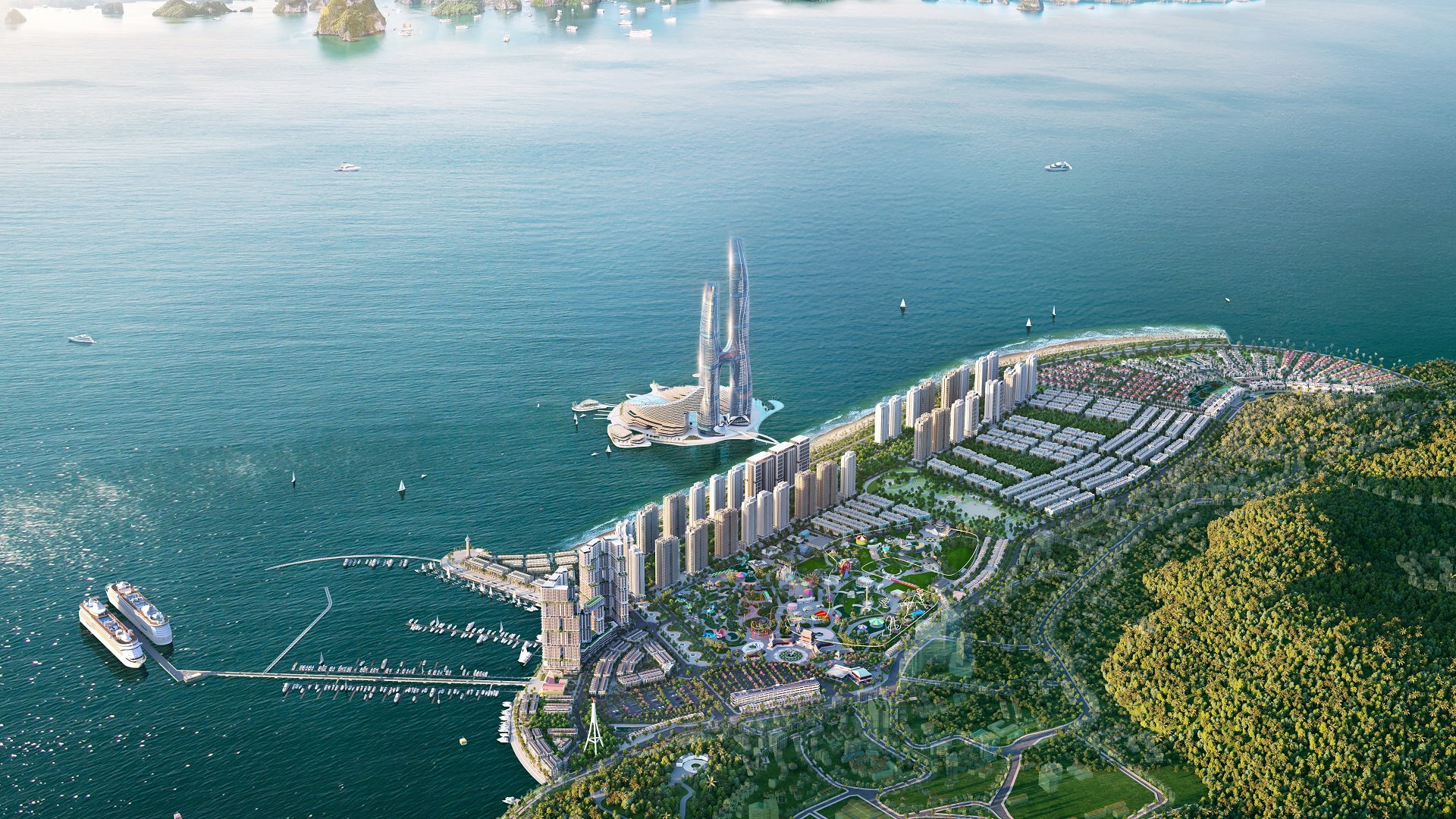 Phối cảnh tổng thể Sun Elite City - quần thể đô thị du lịch, nghỉ dưỡng và giải trí tại trung tâm Bãi Cháy.