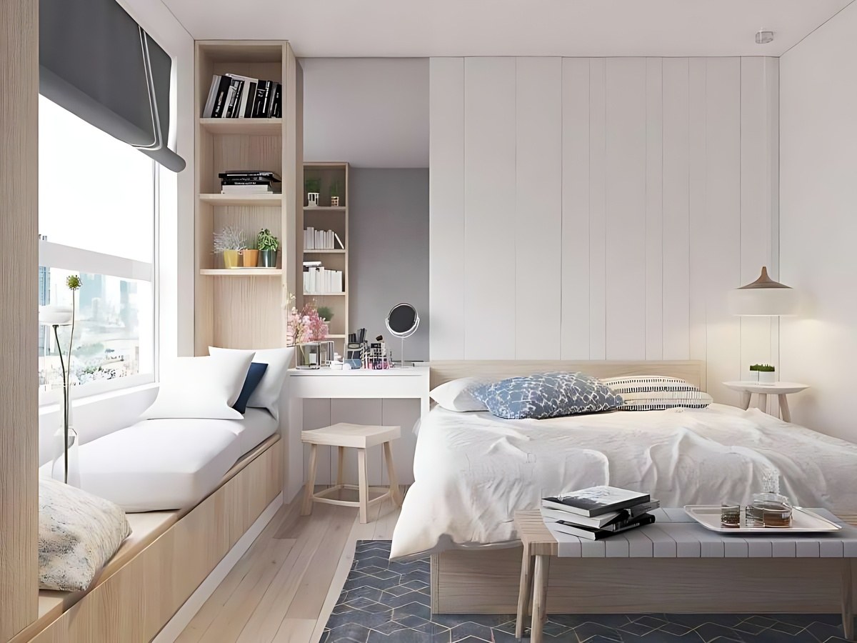 Các phong cách thiết kế đơn giản giúp tối ưu không gian và tăng độ thoáng cho phòng ngủ nhỏ.