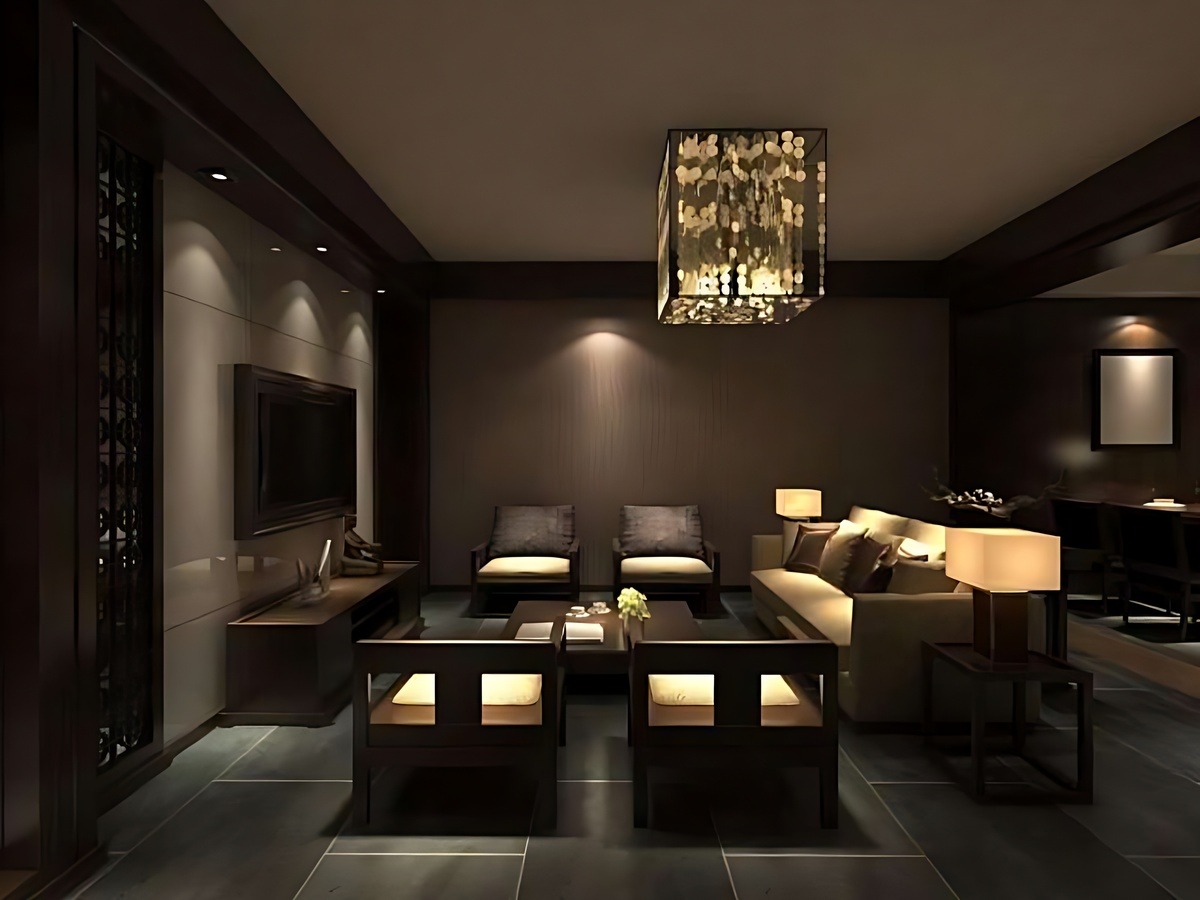 Sử dụng đèn spotlight tạo điểm nhấn nghệ thuật cho khu vực trang trí phòng khách.