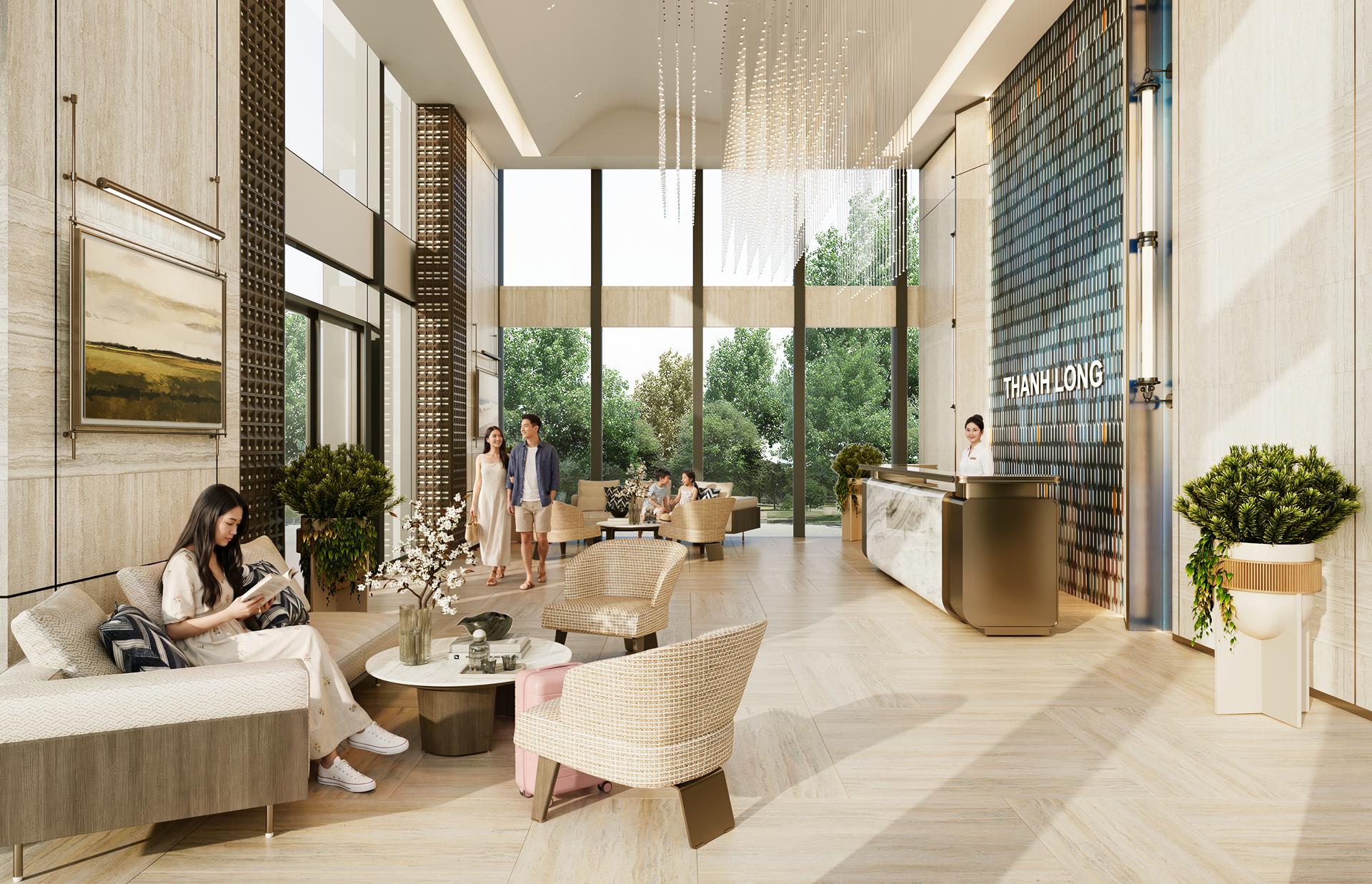 Không gian sang trọng tại sảnh đón Tháp Thanh Long.