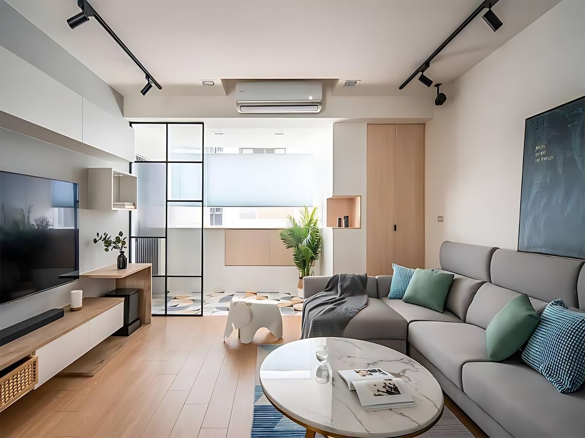 Sofa chữ L giúp tận dụng góc chết và tối ưu diện tích cho căn hộ.