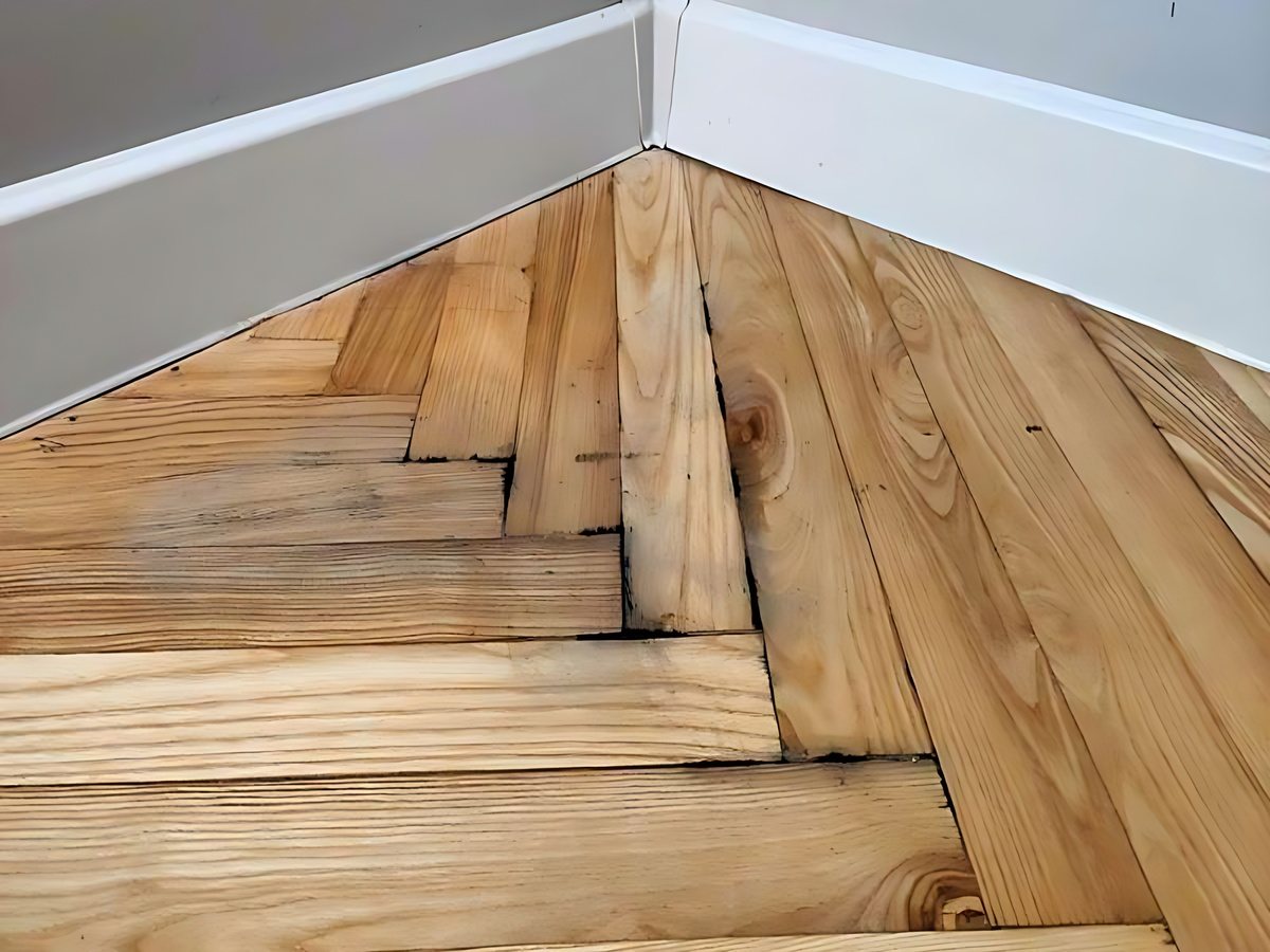 Sàn gỗ đổi màu hoặc ẩm mốc là dấu hiệu hư hỏng do ngấm nước.