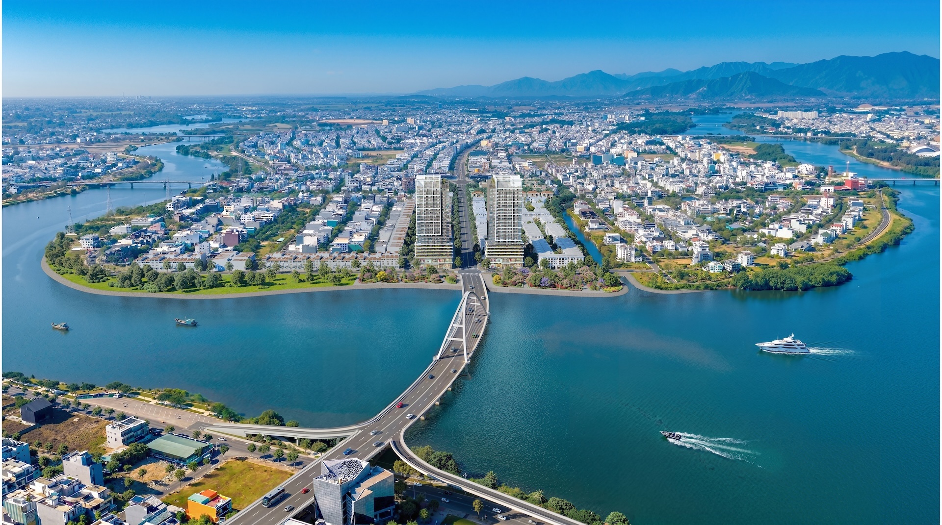 Vị trí "kim cương" giao thoa 3 dòng sông hiếm có của tổ hợp căn hộ S-Light Tower.