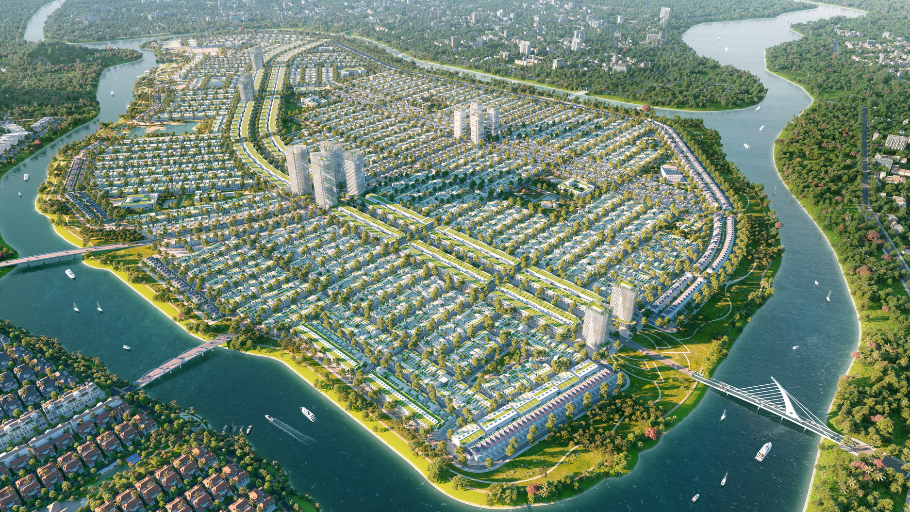 Sun Riverpolis được 3 dòng sông bao bọc