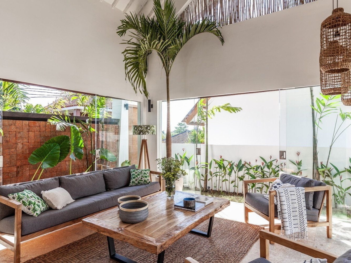 Màu sắc Modern Tropical thiên về gam trung tính, kết hợp sắc xanh của thiên nhiên tạo cảm giác tươi mát, thư thái