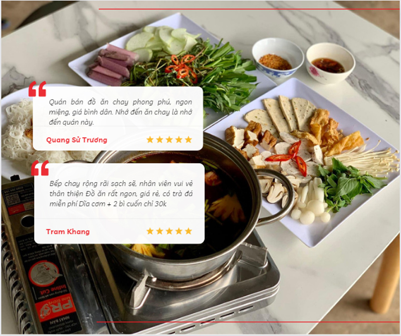 Các thực khách có nhận xét tích cực về nhà hàng chay Vương Ngọc