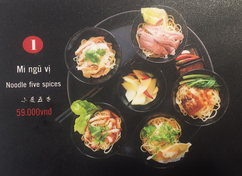 Menu đầy đủ các món mỳ tại Hot Hot