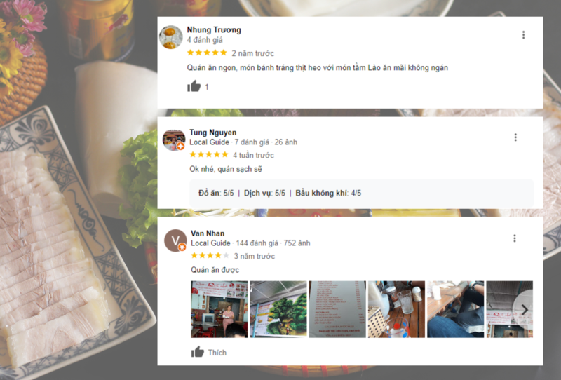 Feedback của thực khách về bánh tráng thịt heo Đà Nẵng