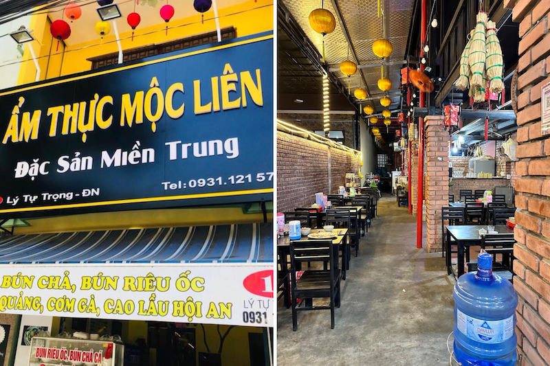 Không gian bên ngoài và bên trong quán Mộc Liên