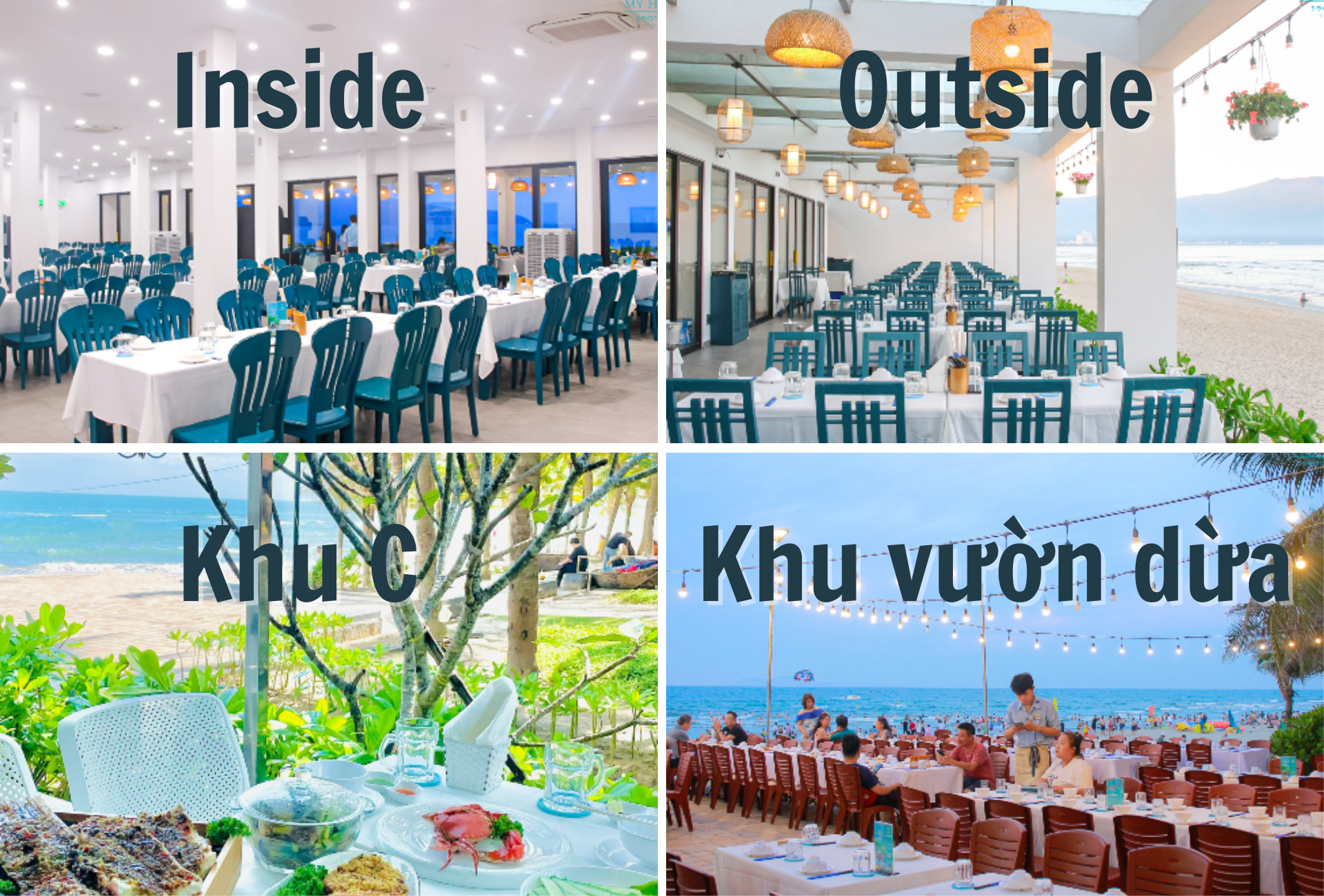 Khu vực của Mỹ Hạnh Seafood được chia làm 4 không gian chính