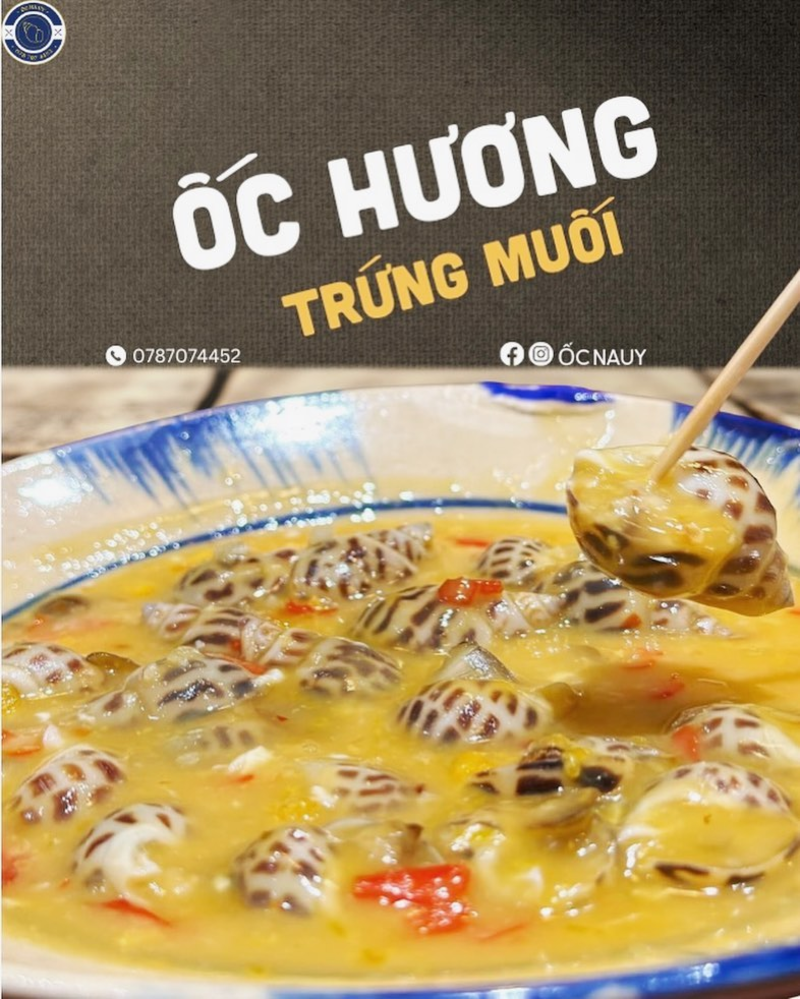 Quán có món đặc trưng là ốc hương sốt trứng muối thịt ốc thơm ngọt sốt trứng muối béo ngậy