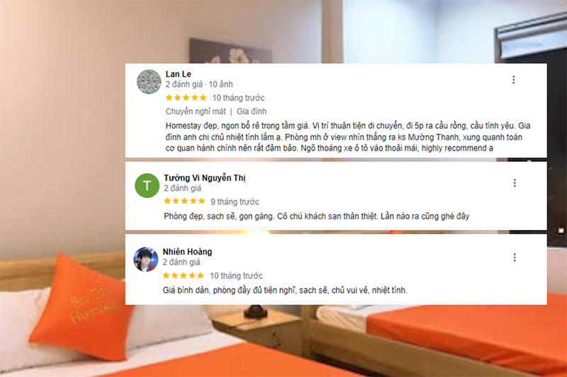 Vị trí thuận lợi của Bảo Trân Homestay Đà Nẵng được nhiều đánh giá tích cực của khách hàng