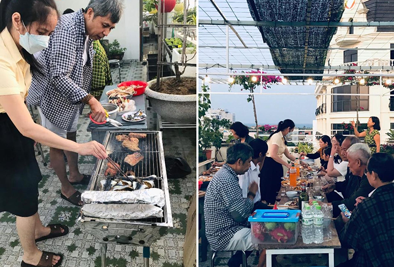 Shiny Homestay Đà Nẵng còn cung cấp dịch vụ nướng BBQ tại chỗ ngay trên sân thượng