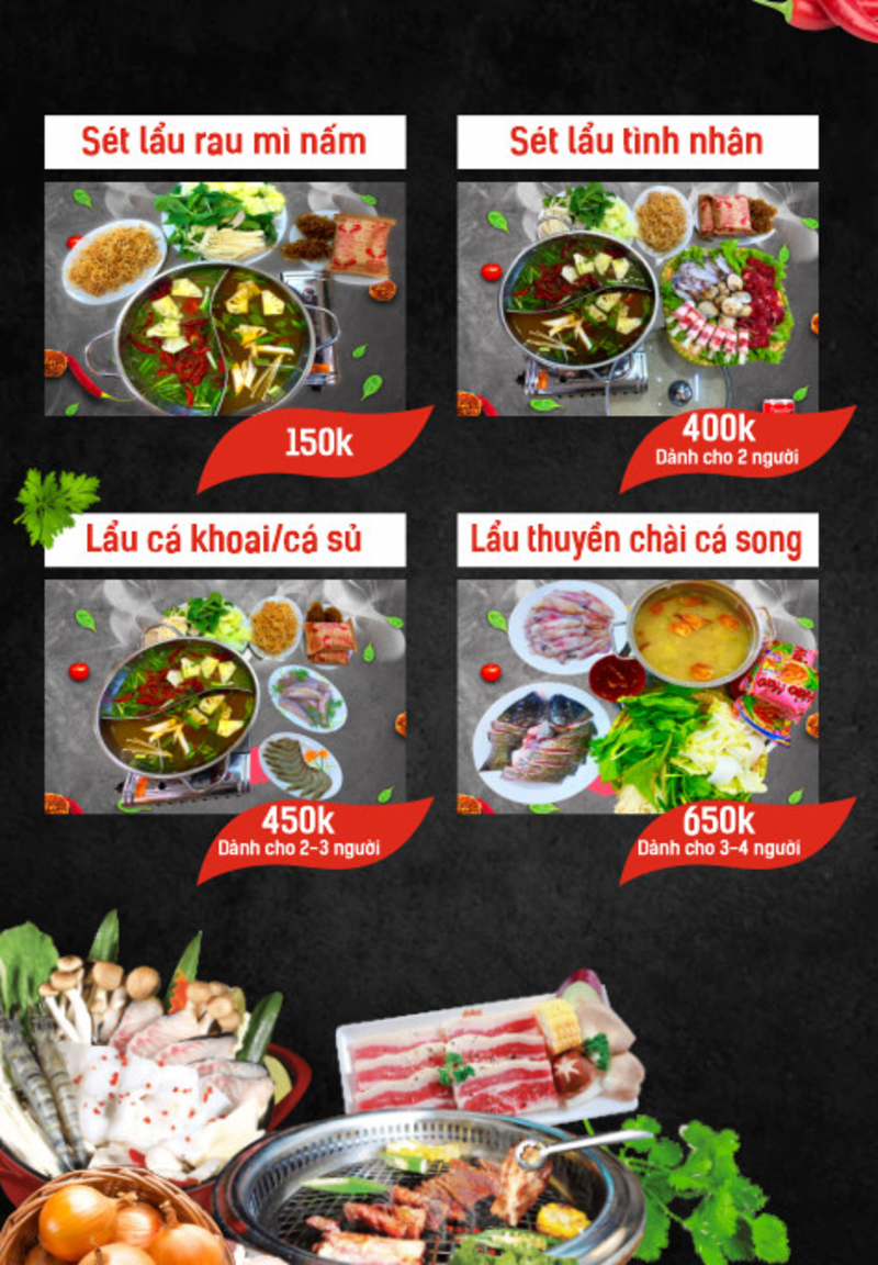 Thực đơn của Buffet ốc Ba Tàu