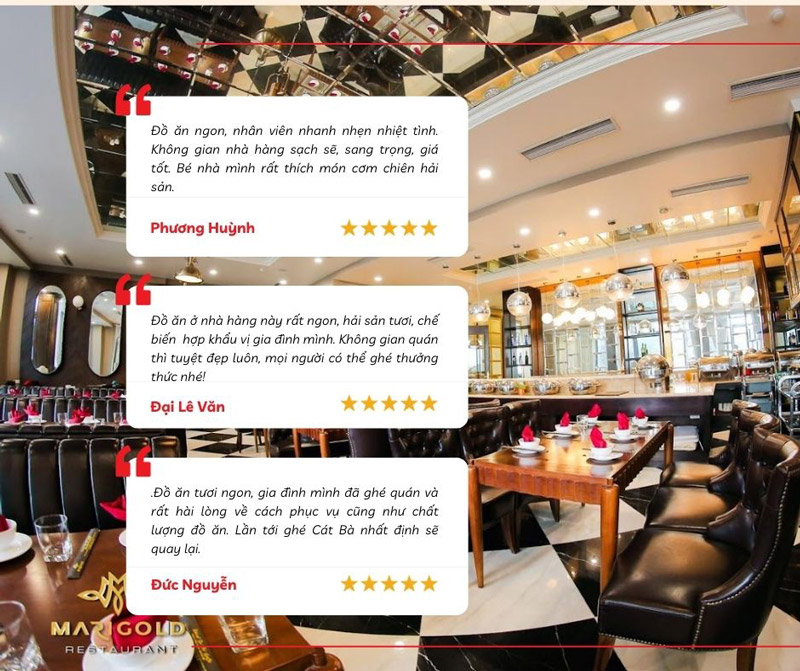 Nhận xét của một số thực khách đã trải nghiệm tại Marigold Restaurant Cát Bà