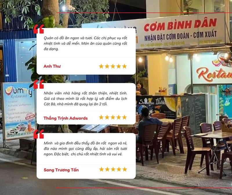 Nhận xét của một số thực khách đã trải nghiệm tại Nhà hàng Yummy 2 Restaurant