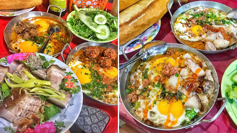 Món bánh mì chảo tại quán bánh mì cô Thông